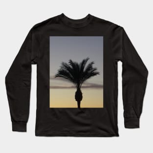 Single Palm Tree Silhouette at Sunset Long Sleeve T-Shirt